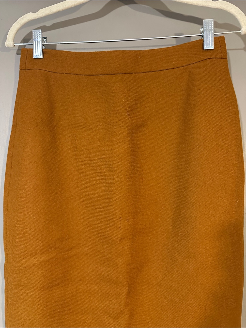 J.Crew Wool Pencil Skirt Rust Orange Camel Brown Classic Career Skirt Workwear - Picture 5 of 11